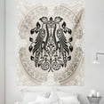 thumbnail image 1 of Bird Tapestry, Heraldic Eagle Birds with Damask Floral Victorian Retro Design, Fabric Wall Hanging Decor for Bedroom Living Room Dorm, 5 Sizes, Tan Black White, by Ambesonne, 1 of 1