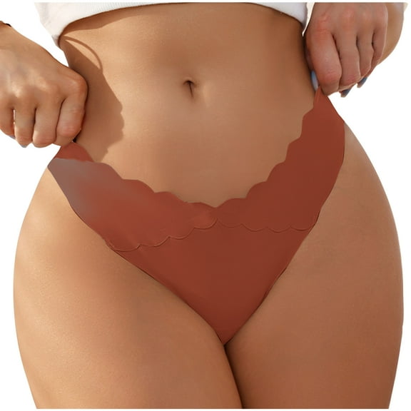 Xunlbb Underwear for Women Plus Size,Women's Fashion Sexy Traceless Transparent Low Waist G-string Panties Thong (Orange S) on Clearance