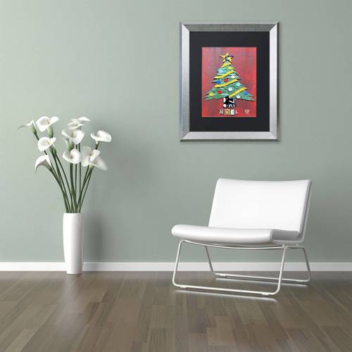 Trademark Fine Art 'Noel Christmas Tree' Canvas Art by Design Turnpike, Black Matte, Silver Frame