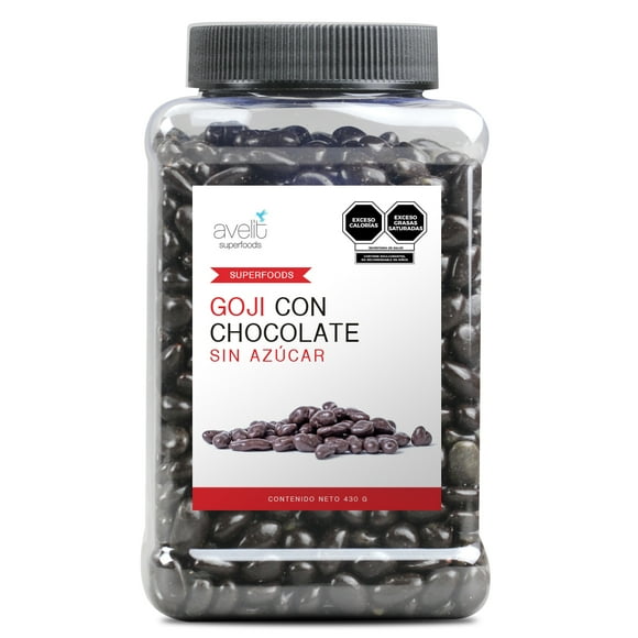 GOJI CON CHOCOLATE SIN AZÚCAR 430g Avelit Superfoods Bote