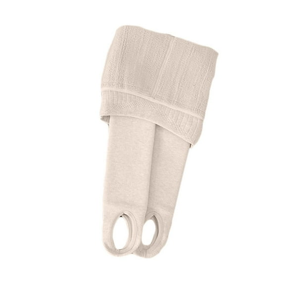 Xfvqtps Girls Tights Stirrup Knit Cable Solid Color Thickened Elastic Soft Comfortable Warm Winter Pantyhose for 5-15 Years Beige