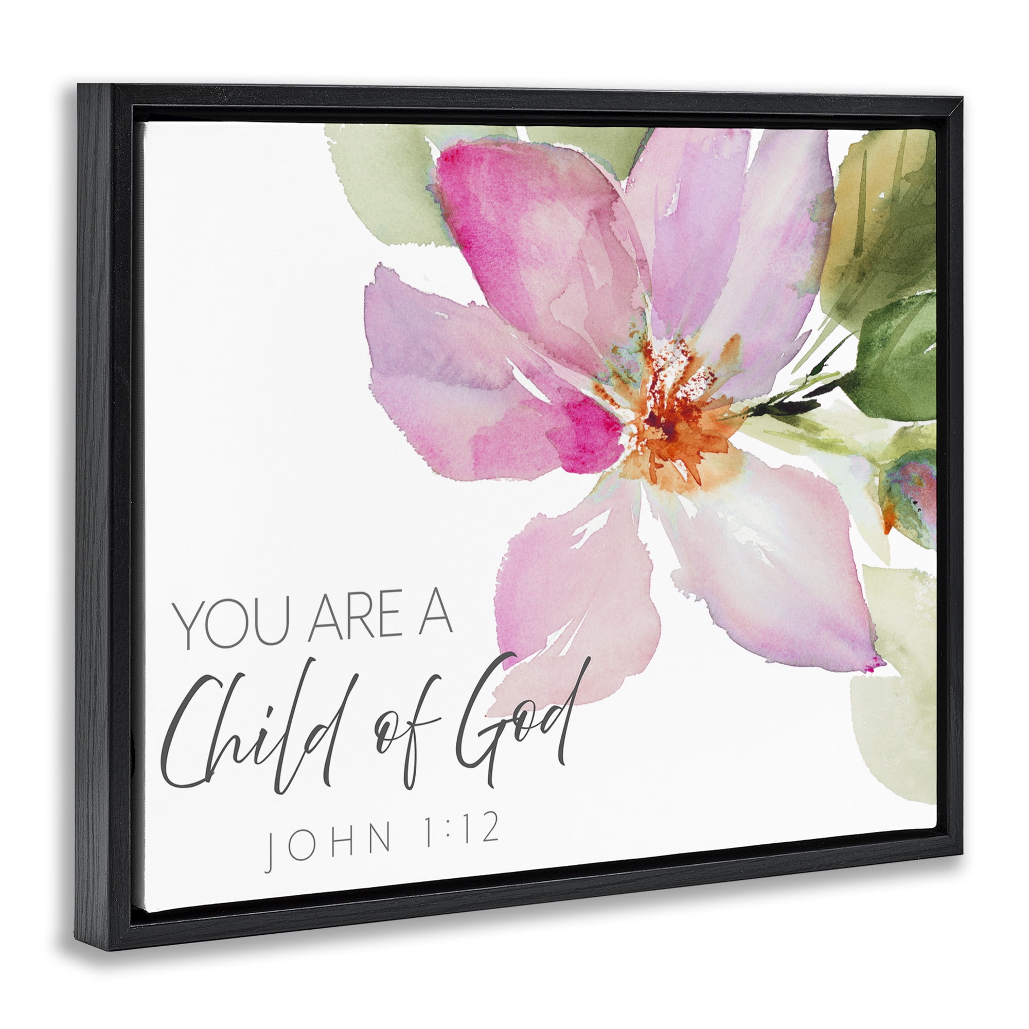 Stupell Industries Child Of God Pink Flower Black Framed Floater Canvas Wall Art, design by Lanie Loreth