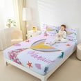 thumbnail image 4 of Castle Fairy Sea Mermaid 4 Pieces Queen Sheet Sets for Kids Children,Abstract Rainbow Bling Glitter Ultra Soft Flat Sheet,Dreamy Ocean Princess Queen Fitted Sheet,Super Cozy Room Decor, 4 of 7