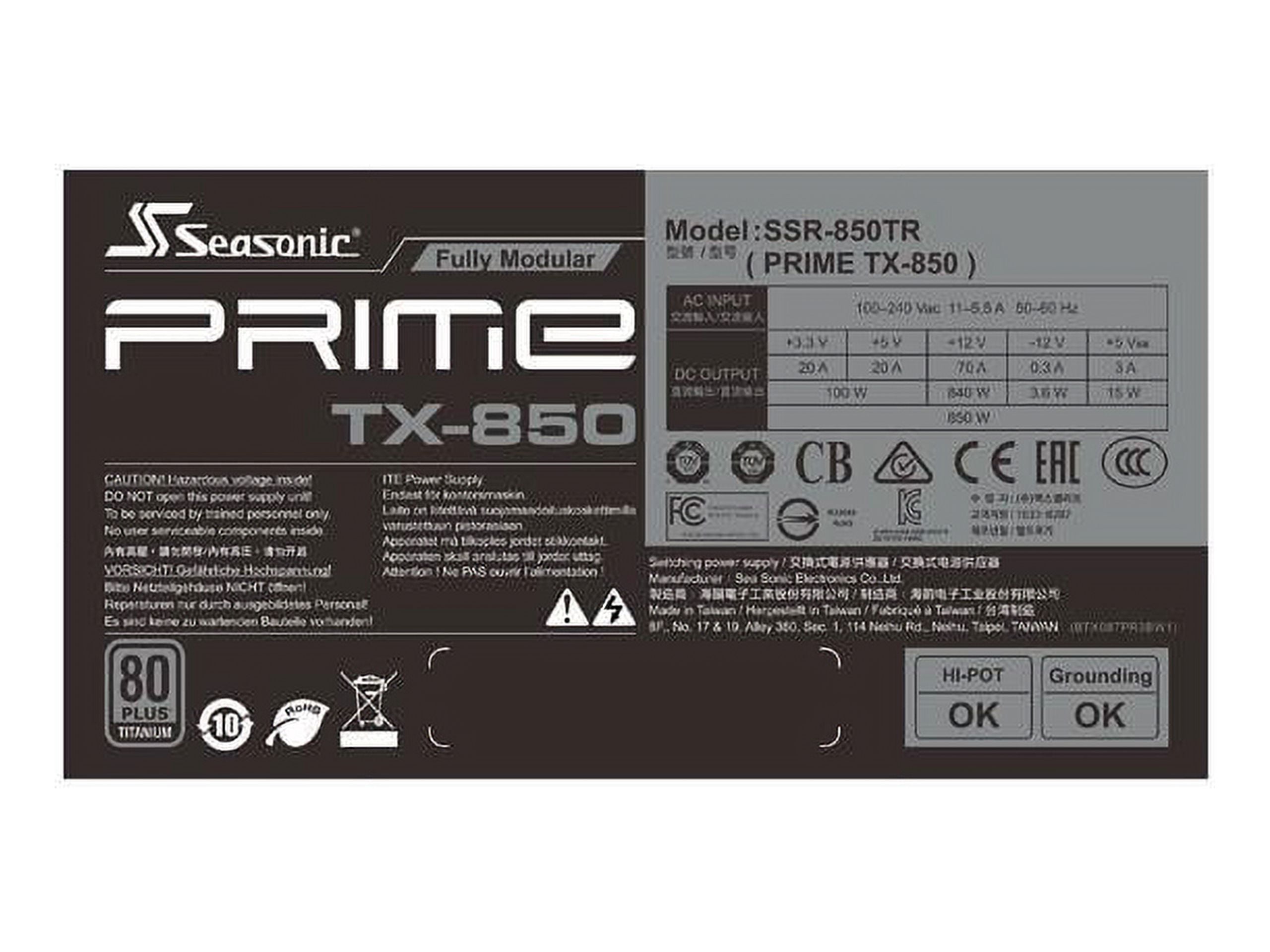 Seasonic Prime Ultra 850W 80+ Titanium Power Supply - Walmart.com