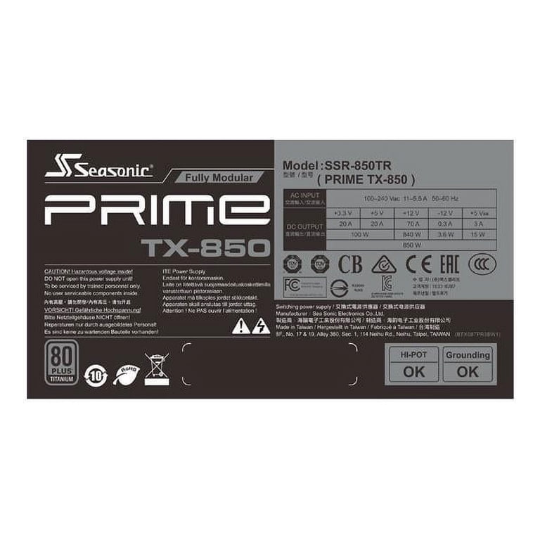 Seasonic Prime Ultra 850W 80+ Titanium Power Supply - Walmart.com