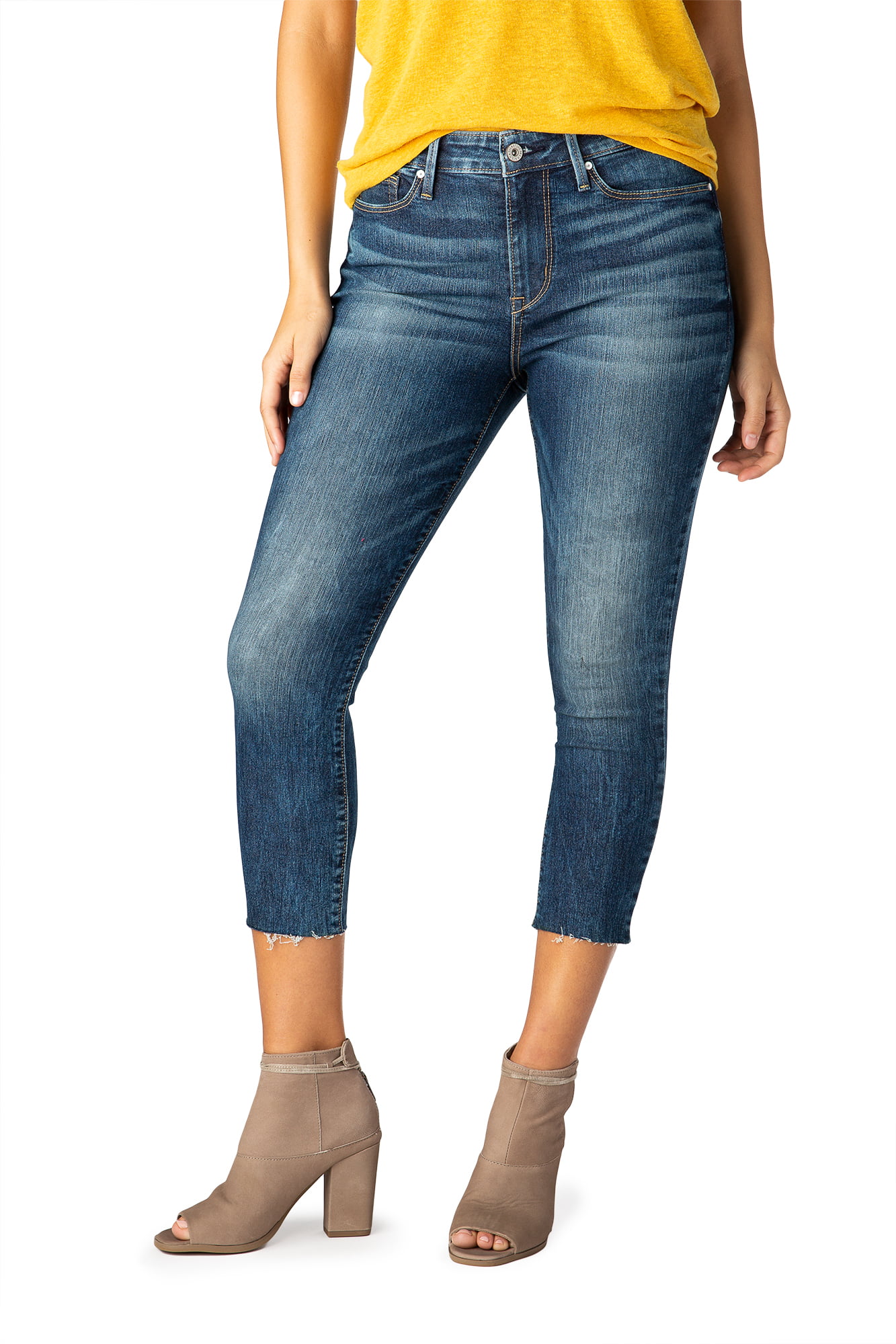 High Rise Ankle Skinny Cut off Jeans