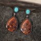thumbnail image 3 of Nvzi Pendientes colgantes de estilo retro, nuevos y únicos, joyería étnica bohemia vintage (marrón), 3 of 5
