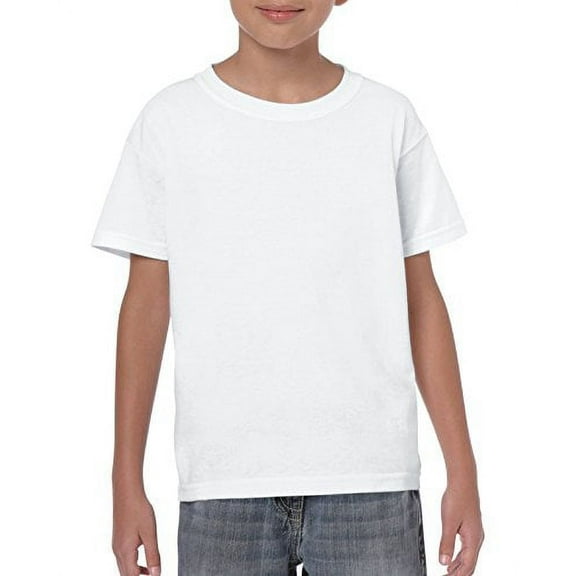 Gildan Youth Heavy Cotton T-Shirt, Style G5000B, 2-Pack, White, Large
