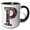 Black/White, variant on 3drose, Pretty Image of Stained Glass Monogram Letter P, 11oz Two-tone Blue Mug