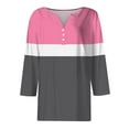 thumbnail image 3 of JULMCOMO Shirts for Women Dressy Casual V Neck Button down T Shirts Summer Striped Color Block Print Half Sleeve Tees Boho Loose Fit Tunic Blouse Gray S, 3 of 4