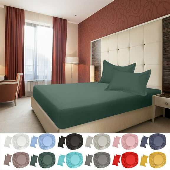 InsCray Full Size Bedding Set, Fitted Bed Sheet Pillowcases Non Slip Fixed Bed Cover All Inclusive Mattress Protection Bed Cover Soft Fiber with 2 Pillow Cases Home Textile Set 54 x 75"