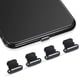 thumbnail image 1 of Desiderio 4 Piezas Tapones Antipolvo Compatible con iPhone 11, iPhone 12 Protege la Cubierta Antipolvo de Carga Compatible con iPhone 11, 12, Pro, Max/X/XS/XR, 7, 8 Plus, iPad Mini/Air,Negro, 1 of 5
