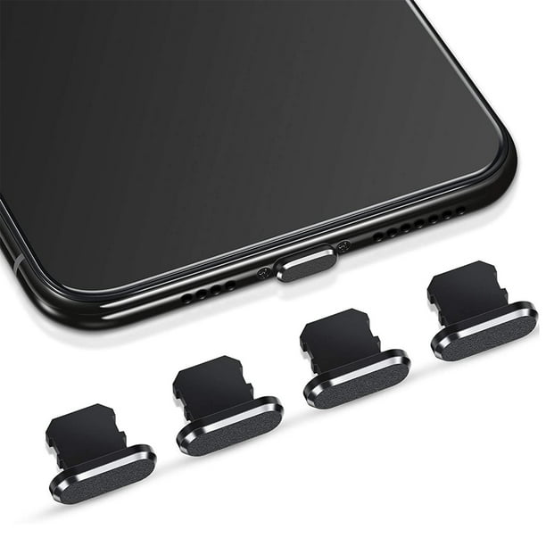 Desiderio 4 Piezas Tapones Antipolvo Compatible con iPhone 11, iPhone 12 Protege la Cubierta Antipolvo de Carga Compatible con iPhone 11, 12, Pro, Max/X/XS/XR, 7, 8 Plus, iPad Mini/Air,Negro