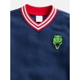 thumbnail image 3 of Wonder Nation Toddler Boys Embroidered Patch Graphic V Neck Sweatshirt, Sizes 12M-5T, 3 of 3