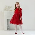 thumbnail image 5 of DHFJKG Girls Velvet Long Sleeve Dress Ruffle Sparkly Sequins Tutu Mesh Party Performance Dress Comfortable Dresses, 5 of 5