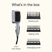 Conair 3-in-1 Styling Hair Dryer, 1875W with Ionic Technology, 3 Attachments