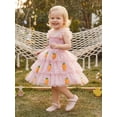 thumbnail image 3 of Loicainy Toddler Kids Little Girl Easter Dress 12 18 24 Months 2T 3T 4T 5T 6T Casual A Line Carrot Patch Star Smocked Flying Sleeve Ruffled Mesh Dresses, 3 of 9