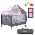 thumbnail image 1 of Cuna Para Bebé Corral Portátil Plegable Con Cambiador Gris  rosa Grande, 1 of 10