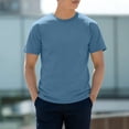 thumbnail image 2 of Zylarhe Mens Tshirt, Men Casual Short Sleeve T Shirt Adult Summer Spring Breathable Blend Everyday Top Sky Blue XL, 2 of 4