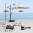 thumbnail image 2 of Parasol Déporté de Patio 10 Pi avec Base à Roulettes Remplissable, Sangles Coupe-Vent et Housse, Protection UV UPF 50+, Rotation à 360°, Parasol en Polyester Blanc Crème pour Jardin et Terrasse, 2 of 7