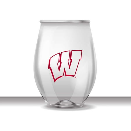 Glass Wisconsin Game Table - Wisconsin Badgers Stemless Shatterproof Heavy Duty Wine or Beverage Glass