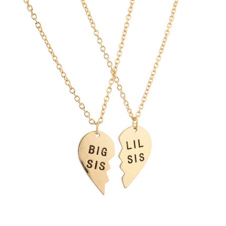 Lux Accessories Big Sis Lil Sis Little Sister BFF Best Friends Forever Necklace Set (2 PC)