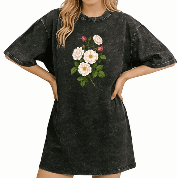 UNISHE flower Bouquet Graphic Tee Women's Relaxed Crew Neck Short Sleeve Print T-Shirt
