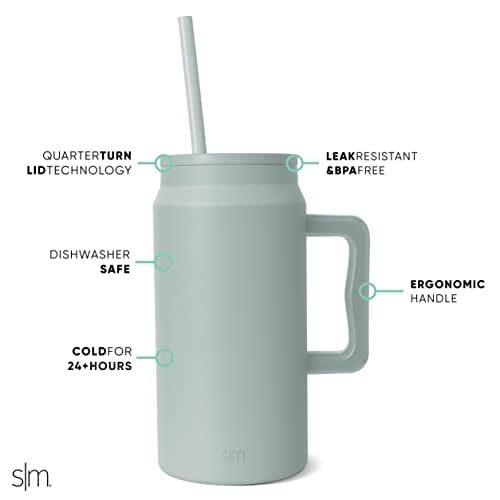 Taza Simple Modern Trek de 1,5 litros con asa y tapa con pajita