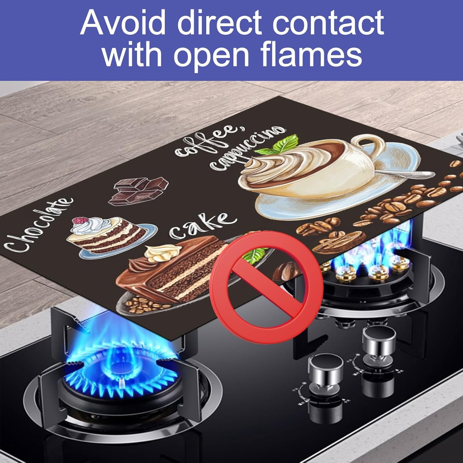 Stove Top Covers for Electric Stove 28x20 Inch Countertop Protector Glass Top Stove Cover Heat Resistant RV Range Covers Dish Drying Mat Coffee Chocolate Cake Design