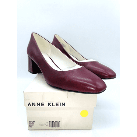 Anne Klein Women's Whisp Classic Leather Pumps- Wine, Size US 10M