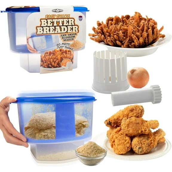 COOK'S CHOICE Onion Blossom Maker w The Original Better Breader Bowl - All-in-one Set Includes Blooming Onion Slicer & Mess Free Batter Breading Station - Great for Big Game Party Prep & Appetizers