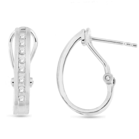 Natalia Drake 1/4 Cttw Diamond Hoop Earrings for Women in Sterling Silver with Omega Backs