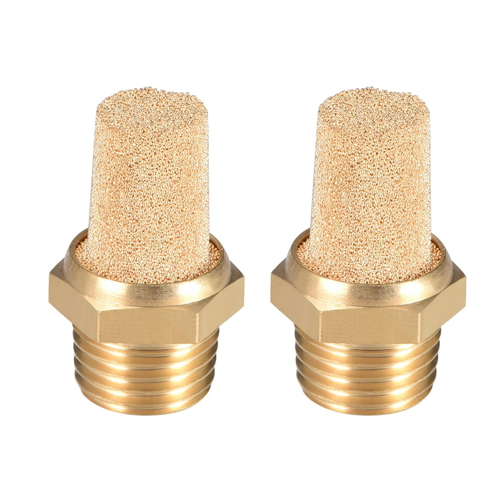 Brass Exhaust Muffler, 1/4" G Male Thread 19/32" Hex Sintered Air