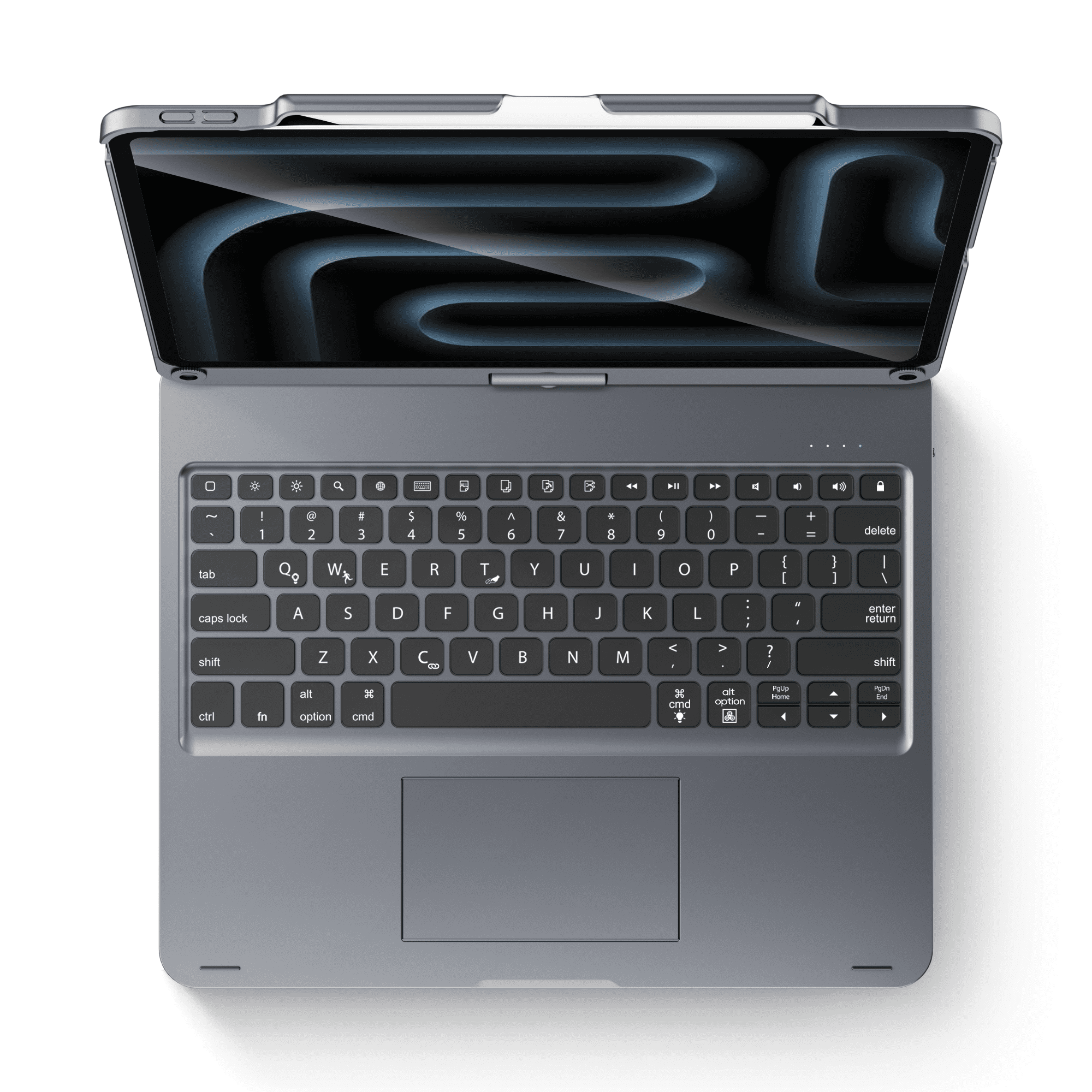 Pekarejue Keyboard Case for Apple iPad Pro 12.9-inch 2022 6th 5th 4th 3rd Generation: Smart Trackpad RGB Backlight, 360 Rotatable Cover and Pencil Holder for Apple iPad Pro 12.9 inch Metallic Gray