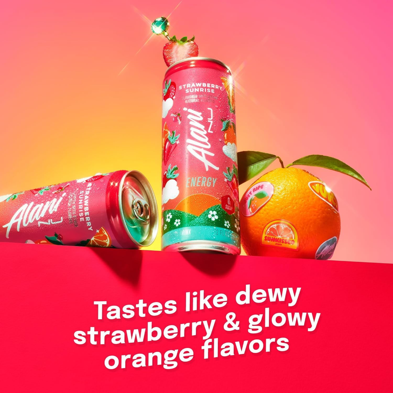 Alani Nu Energy Drinks Strawberry Sunrise, Pink Slush, Juicy Peach Flavors Variety Pack Sugar-Free, Low-Calorie, 200mg Caffeine, 12 fl oz (Pack of 6)