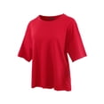 thumbnail image 2 of A2Y Women's Relaxed Crew Neck Cotton French Terry Drop Shoulder Raw Edge Tops Ruby XL, 2 of 3
