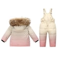 thumbnail image 5 of vdgthytj Little Boys Girls 2 Piece Snowsuits Winter Gradient Outfits Long Sleeve Full Zip down Jackets and Bib Snow Pants Toddlers Warm Outdoor Ski Sets(1-2Years,Pink), 5 of 6
