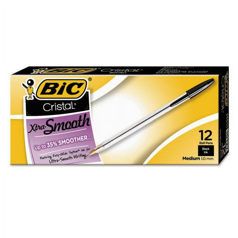 Cristal Xtra Smooth Ballpoint Pen, Stick, Medium 1 mm, Black Ink, Clear Barrel, Dozen Cristal Xtra Smooth Ballpoint Pen, Stick, Medium 1 mm, Black Ink, Clear Barrel, Dozen