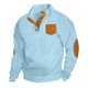 thumbnail image 2 of pstuiky Camisas para hombre de manga larga, Suéter de hombre con botones, color liso, cuello alto, mangas largas y cuadrados pequeños camisetas de hombre l, 2 of 5