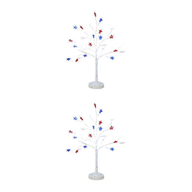 Yuarrent Luz de árbol elaborada con materiales para decoración de habitaciones, regalos, luces de árbol de de plástico, árboles tipo 2, Tipo 2 blanco cálido 2Conjunto