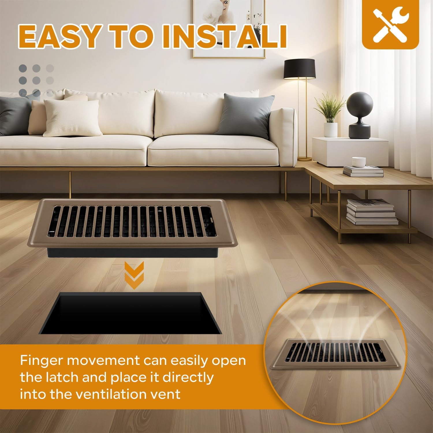 4" x 10" Floor Vent Covers Brown 4 Pack, Heavy Duty Walkable Vent Covers for Home Floor, Premium Finish, Brown