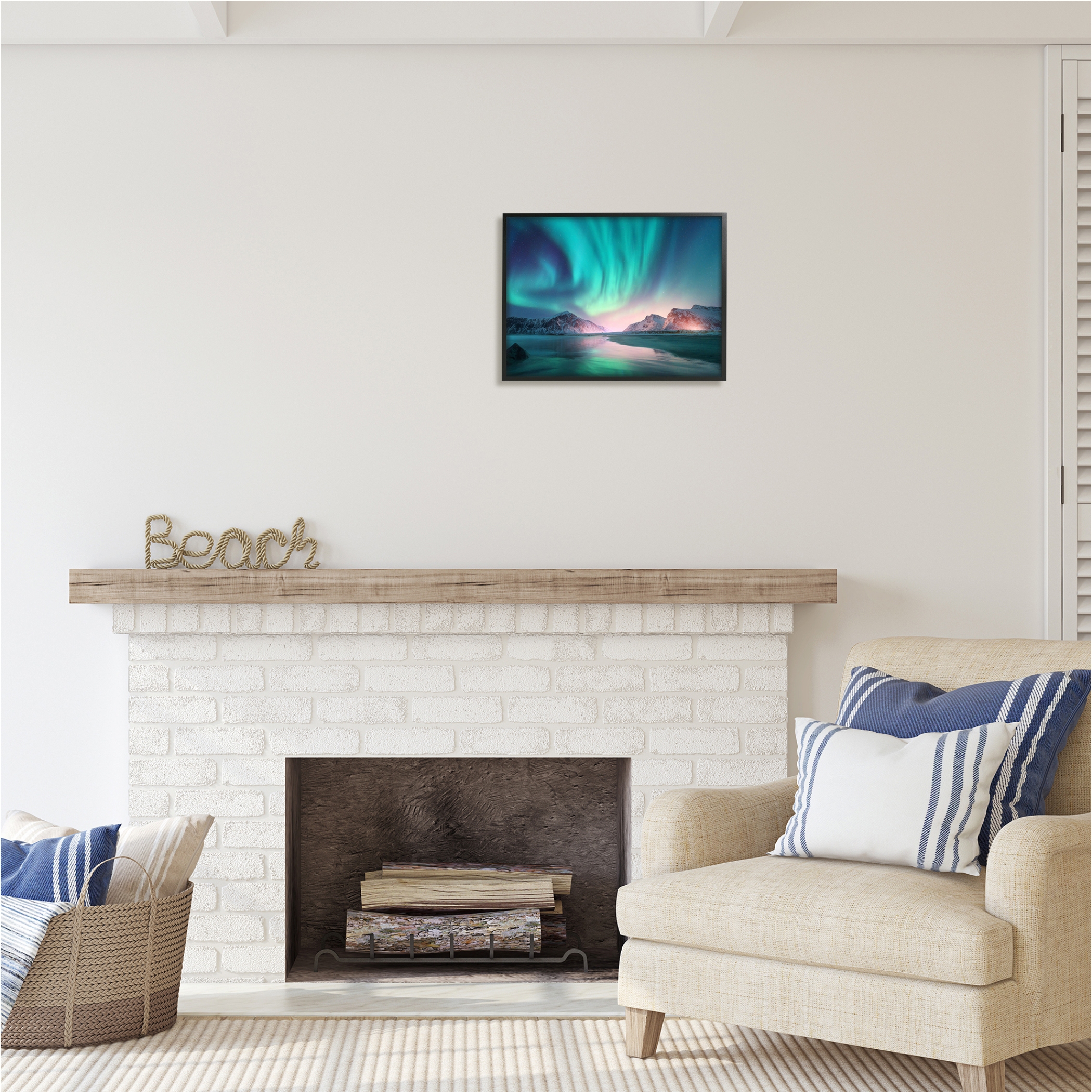 Stupell Industries Northern Lights Photography Nature Photography Black Framed Art Print Wall Art, 20 x 16
