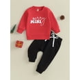 thumbnail image 2 of Wassery Baby Boys Girls Christmas Outfits Set Long Sleeve Truck Letters Print Sweatshirt Elastic Waist Pants 3M 6M 12M 18T 24T 3T Toddler 2Pcs Fall Winter Christmas Clothes, 2 of 9