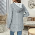 thumbnail image 4 of Womens Cardigan Knitted Hoodies Long Sleeve Hooded Tops Full Zip Hoody Jackets Lightweight Sweatshirt Womens Casual Hoodies Zipped Sweater Tops with Pockets gray M, 4 of 6