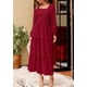 thumbnail image 5 of Vestido largo PRETTYGARDEN para mujer, manga larga, de primavera, rojo, 5 of 9
