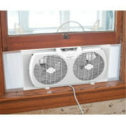 Ventilateur de fenêtre double portable Comfort Zone de 9 po avec contrôle de débit d'air réversible, blanc