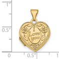 thumbnail image 5 of Finest Gold 14K Yellow Gold Floral I Love You Heart Locket Pendant, 5 of 5