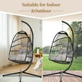 thumbnail image 3 of Gray Swing Egg Chair, Hammock Chair, Hanging Chair, Steel Frame and Waterproof Cushion with Steel Stand for Indoor Outdoor Patio Porch Bedroom Wicker Rattan Basket Chair 300LBS Capacity, 3 of 12