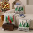 thumbnail image 4 of Christmas Pillow Covers 18x18 Inch Set of 2 Green Christmas Trees of Different Shapes Decorative White Throw Pillows Winter Christmas Decor for Home Couch ST-006A18, 4 of 6