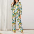 thumbnail image 2 of Honeii Colorful Fruits print Women's Pajama Sets Long Sleeve Button Down Sleepwear Nightwear Soft Pjs Lounge Sets-Large, 2 of 7